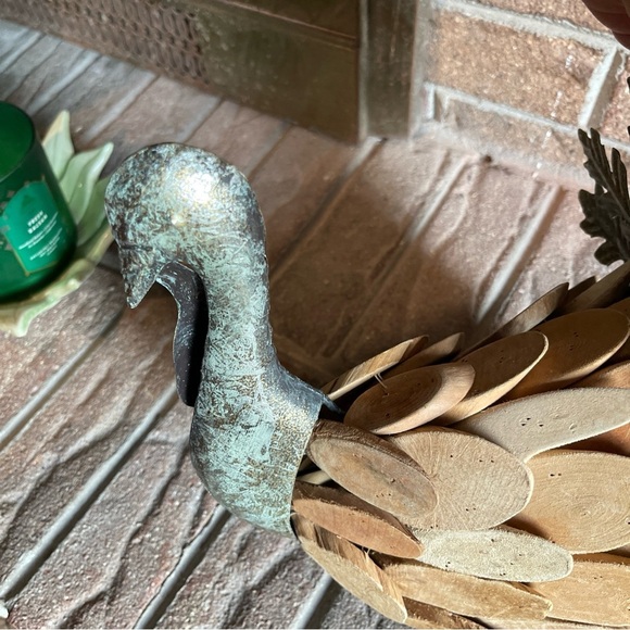 Rustic Wooden and Metal Peacock Decor - Picture 4 of 8